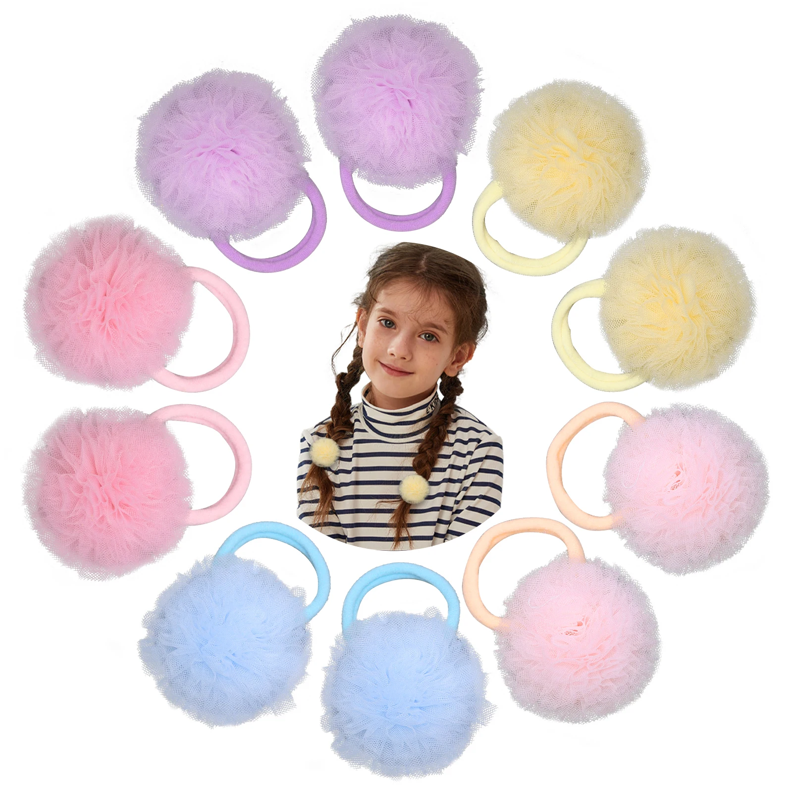 10 Pc/set New Cute Mesh Ball Hair Ties Ponytail Holders for Baby Girls Kids Elastic Bands Hair Ring Rope Hair Accessories
10 Pc/set New Cute Mesh Ball Hair Ties Ponytail Holders for Baby Girls Kids Elastic Bands Hair Ring Rope Hair Accessories