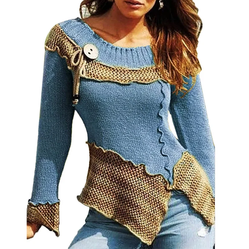 Women Lace Edge Split Stitching Sweater 2021 New Autumn and Winter Sweater Pullover Lady Slim Long Sleeves Knit Sweater
Women Lace Edge Split Stitching Sweater 2021 New Autumn and Winter Sweater Pullover Lady Slim Long Sleeves Knit Sweater