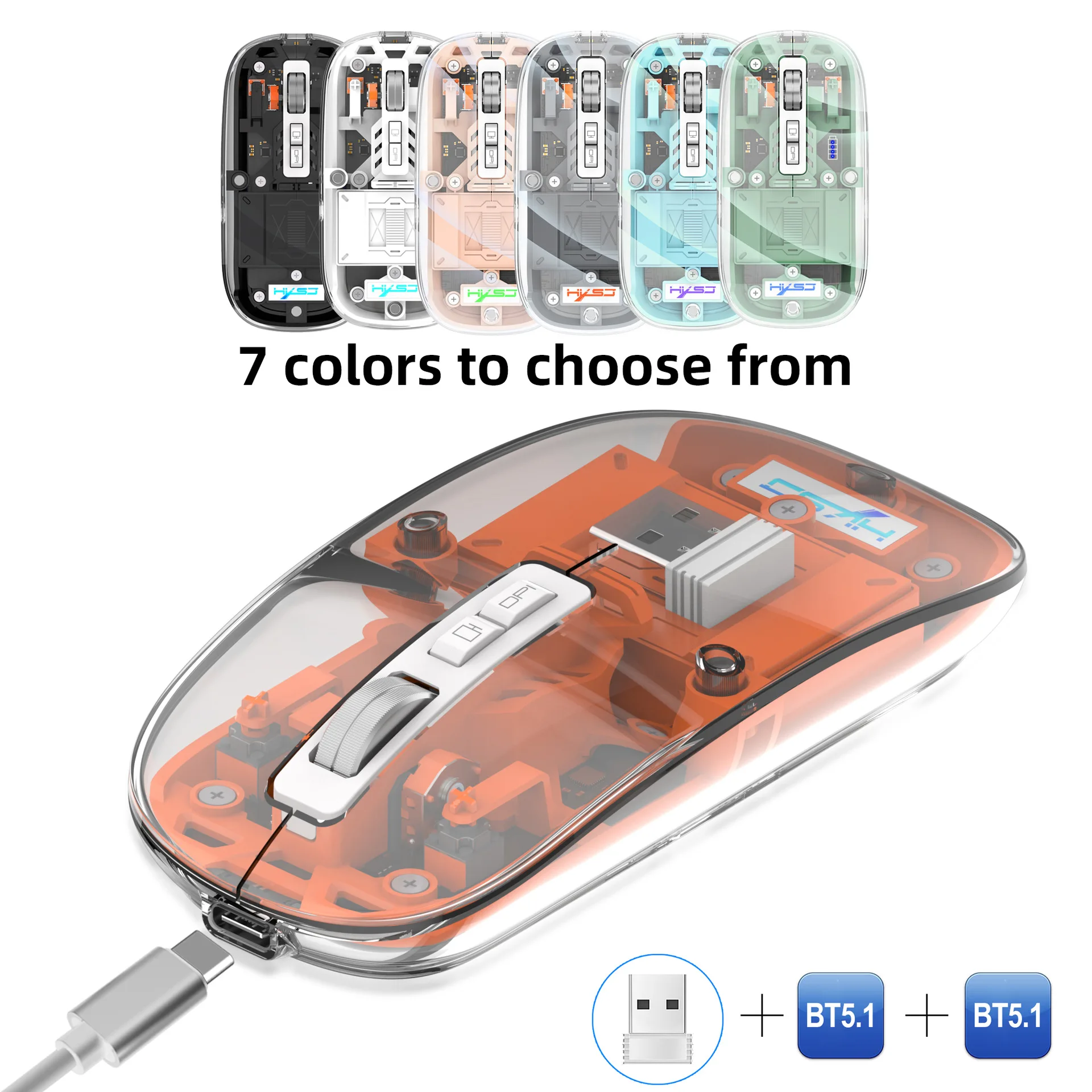 Mouse Tri-mode Transparent Wireless Mouse 2.4G/Bluetooth 5.1 Silent Magnetic Rechargeable Wireless with Battery Display
Mouse Tri-mode Transparent Wireless Mouse 2.4G/Bluetooth 5.1 Silent Magnetic Rechargeable Wireless with Battery Display