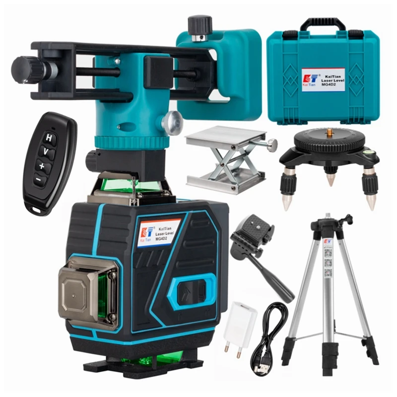 Kaitian 16 Lines 4D Laser Level Tripod Self-Leveling 360 Horizontal&Vertical Cross Super Powerful Green Line Level Laser Battery
Kaitian 16 Lines 4D Laser Level Tripod Self-Leveling 360 Horizontal&Vertical Cross Super Powerful Green Line Level Laser Battery