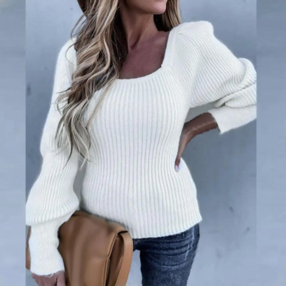 Women Sweater Solid Color Pullover Knitted OL Square Neck Slim Winter Sweater Solid Color Elastic Lady Sweater
Women Sweater Solid Color Pullover Knitted OL Square Neck Slim Winter Sweater Solid Color Elastic Lady Sweater