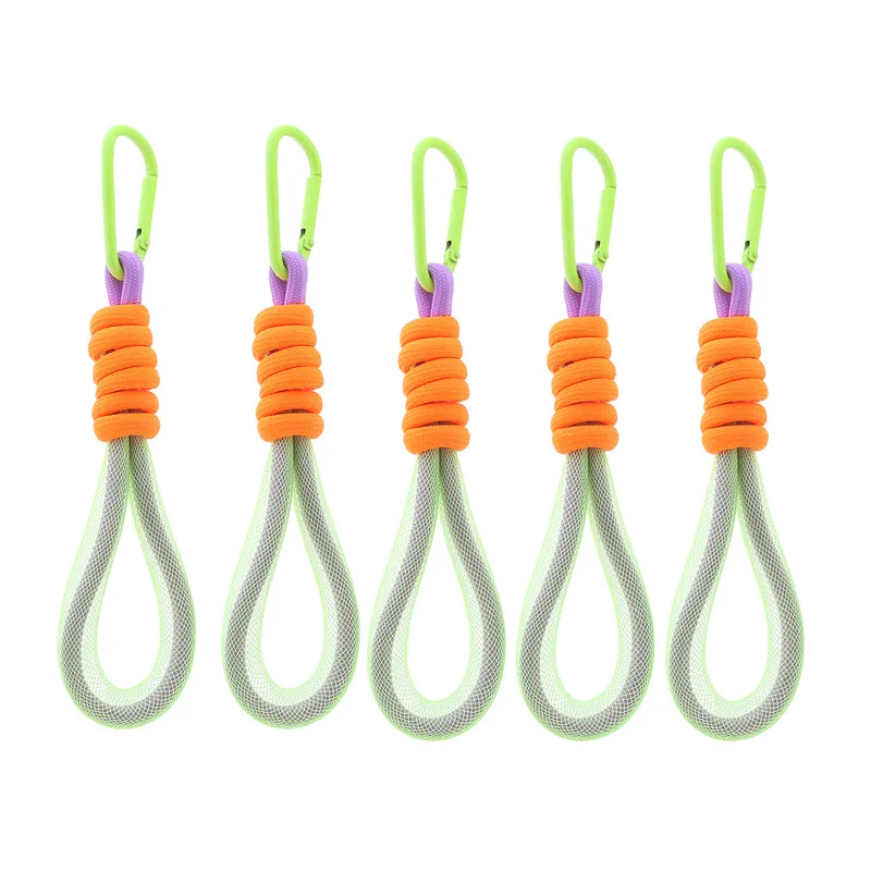 

5pcs/set Fluorescent Color Phone Strap Mesh Landyard For Bags Braided Strips Keycord Hanging Trousers Accessories Keychain Solid