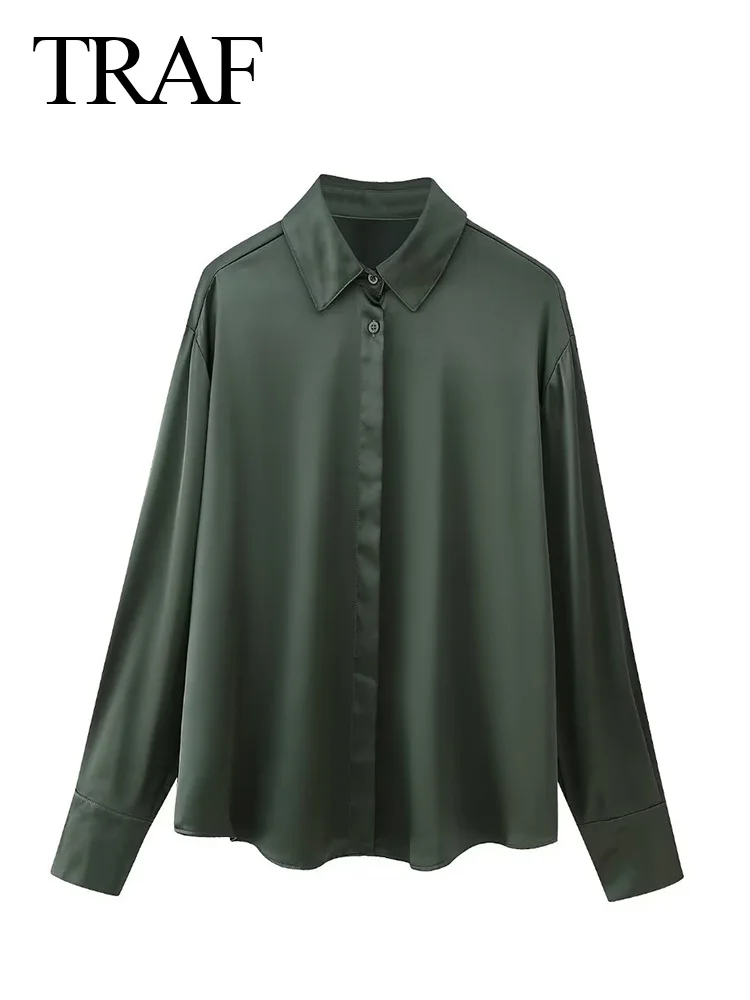 TRAF Women Comfortable Satin Shirt Blouses Suits Fashion Trousers Simple Long Sleeve Blouses Long Pants 2023 Autumn New Design 
TRAF Women Comfortable Satin Shirt Blouses Suits Fashion Trousers Simple Long Sleeve Blouses Long Pants 2023 Autumn New Design