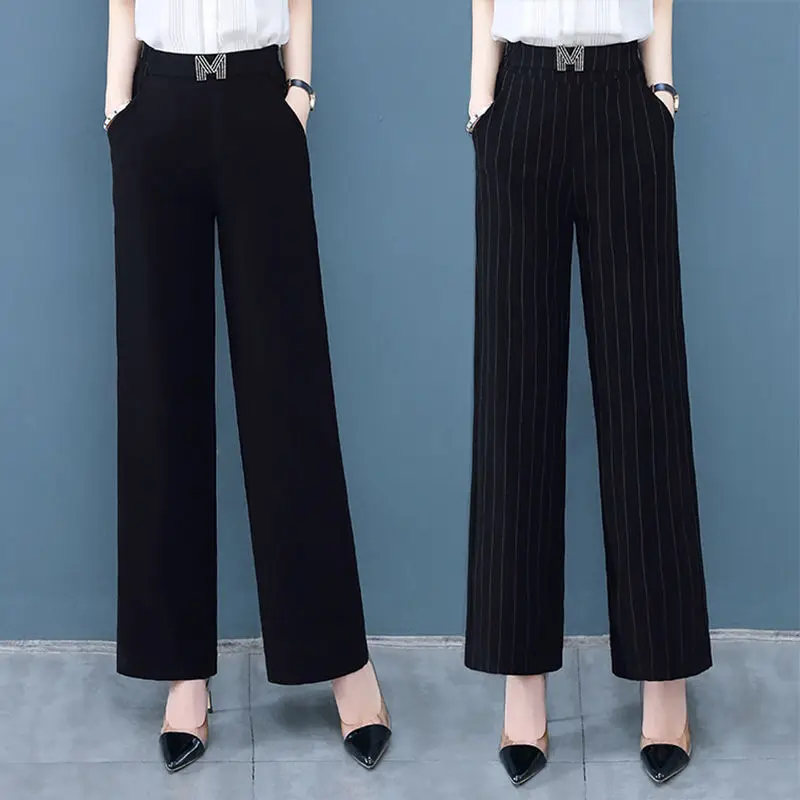 Women Clothing Office Lady Striped Black High Waist Wide Leg Autumn Simplicity Slim Elastic Waist Pants Ladies Fashion Trousers
Women Clothing Office Lady Striped Black High Waist Wide Leg Autumn Simplicity Slim Elastic Waist Pants Ladies Fashion Trousers