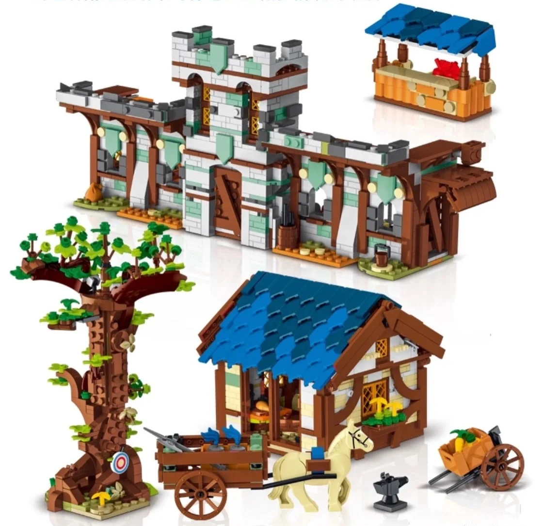 Retro Medieval Town Market Architecture Castle Street View Building Blocks Horse Scene House Model Bricks Toys for Child Gifts
Retro Medieval Town Market Architecture Castle Street View Building Blocks Horse Scene House Model Bricks Toys for Child Gifts