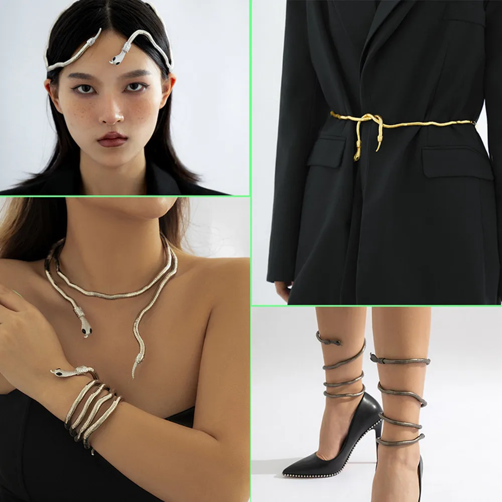 DIY Winding Long Snake 3D Alloy Metal Curved Choker Necklace Headband Bracelet Anklet Accessories Jewelry for Women Christmas
DIY Winding Long Snake 3D Alloy Metal Curved Choker Necklace Headband Bracelet Anklet Accessories Jewelry for Women Christmas