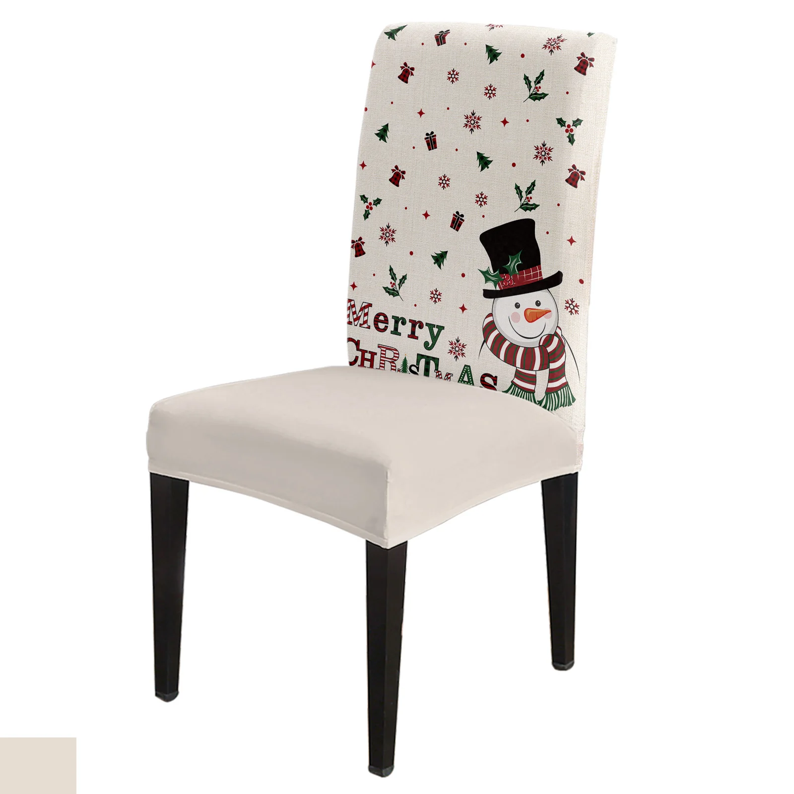 

Christmas Snowman Snowflake Chair Cover Set Kitchen Stretch Spandex Seat Slipcover Christmas Decor Dining Room Seat Cover