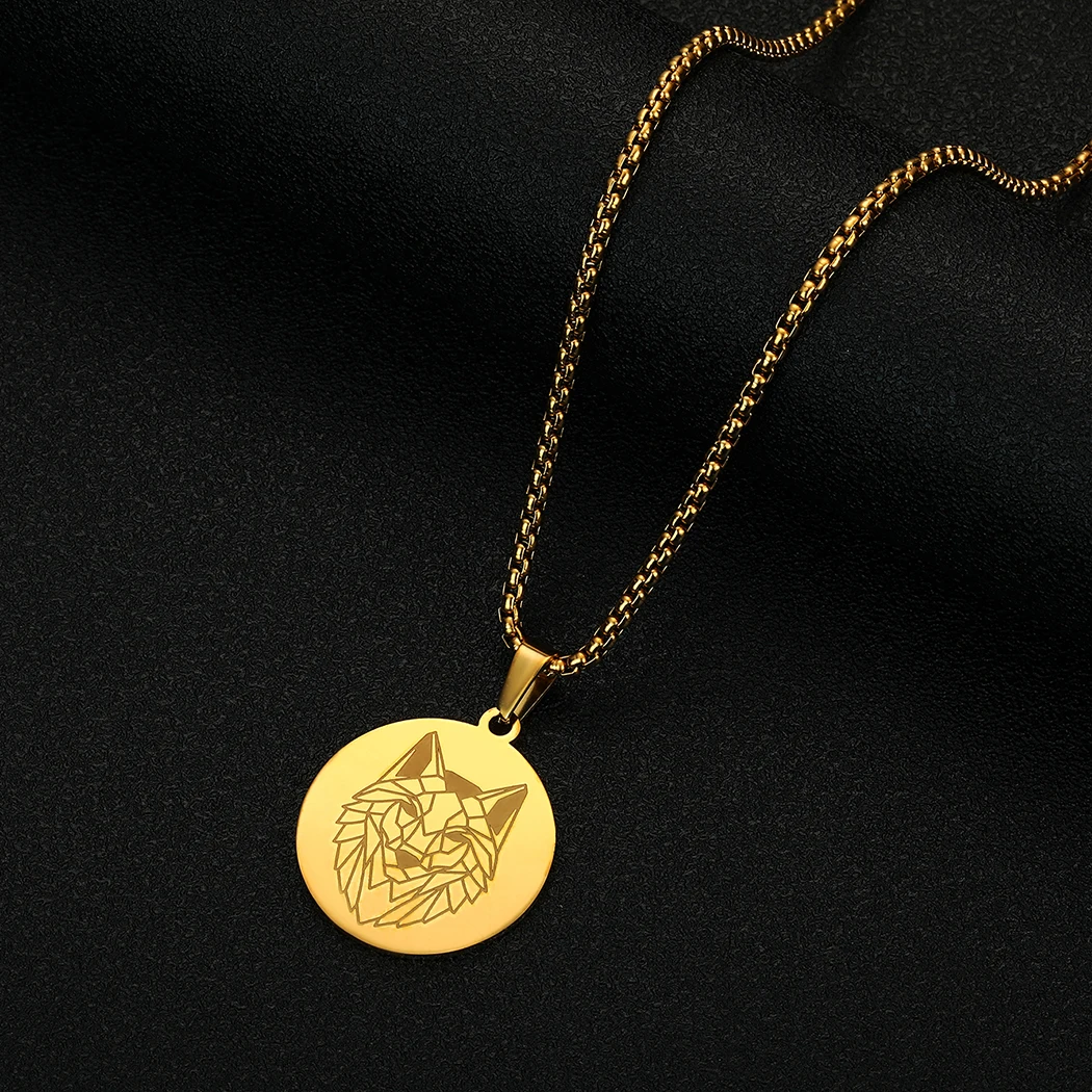 Chandler Stainless Steel Geometric Wolf Disc Pendant Solid Real Gold Plated Wolf Necklace Geometric Wolf Jewelry
Chandler Stainless Steel Geometric Wolf Disc Pendant Solid Real Gold Plated Wolf Necklace Geometric Wolf Jewelry