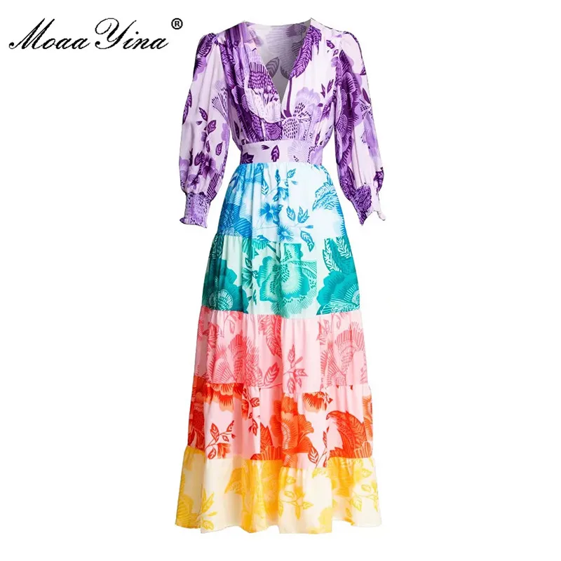 MoaaYina Fashion Runway dress Summer Women's Dress V-neck Lantern sleeve Colorblock Floral print Vacation Dresses
MoaaYina Fashion Runway dress Summer Women's Dress V-neck Lantern sleeve Colorblock Floral print Vacation Dresses