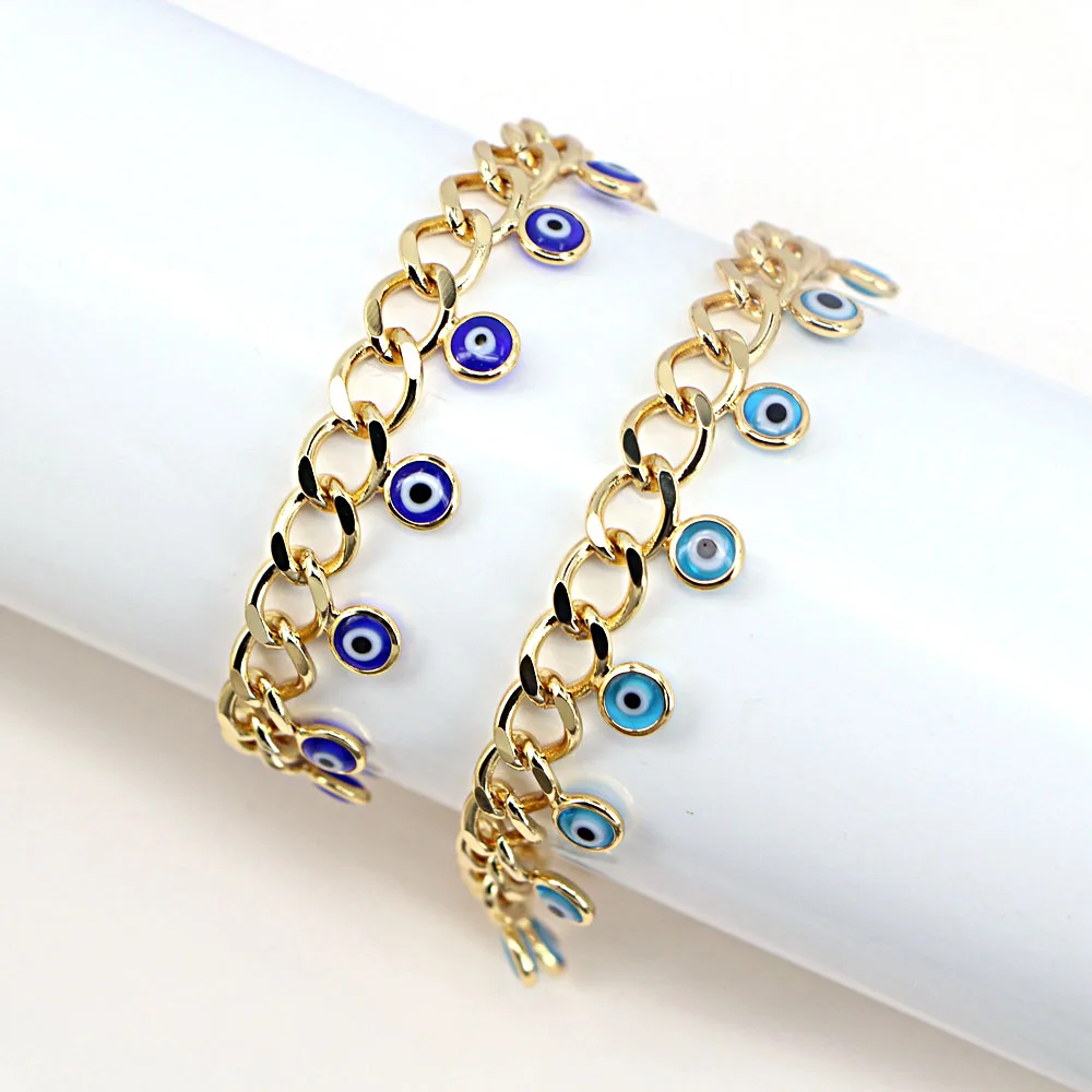 5PCS, Blue/Dark Blue Eye Lucky Enamel Eye Bead Chunky Link Chain Bracelet For Women Gold Color Fashion Jewelry Charms Bracelets
5PCS, Blue/Dark Blue Eye Lucky Enamel Eye Bead Chunky Link Chain Bracelet For Women Gold Color Fashion Jewelry Charms Bracelets