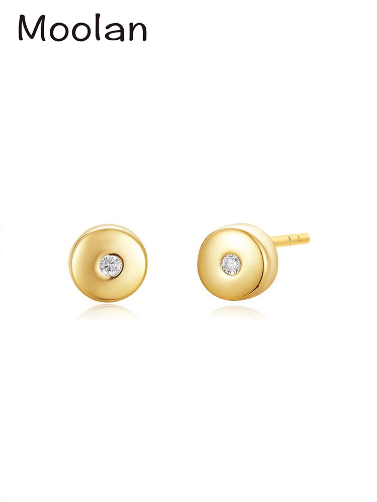 

Moolan Jewel Minimalist Small Round Dot Pea Beans Earrings 925 Sterling Silver Disc Earstuds Women's Jewelry Daily Wear ZK30