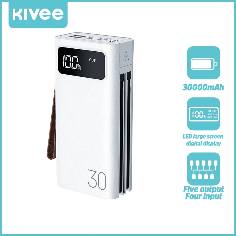 KIVEE 30000mAh Power Bank Self-contained Line Powerbank Portable Charger External Battery with Lights for iPhone Samsung Xiaomi
KIVEE 30000mAh Power Bank Self-contained Line Powerbank Portable Charger External Battery with Lights for iPhone Samsung Xiaomi