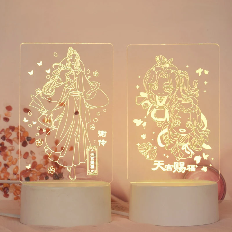 

Игрушечные фигурки Tian Guan Ci Fu, Xie Lian Hua Cheng, 3d ночник, настольные Предметы мебели, подарок для девушки, акриловый светодиодный цветной светильник