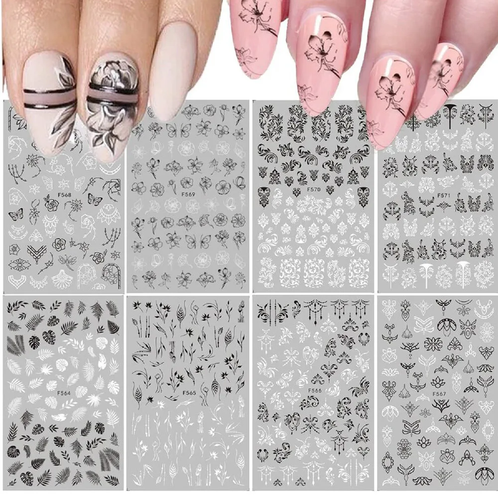 Black White Rose Leaf Nail Stickers Retro 3D Adhesive Tropical Plant Image Nail Art Decal Geometry Slider DIY Manicure Decor Set
Black White Rose Leaf Nail Stickers Retro 3D Adhesive Tropical Plant Image Nail Art Decal Geometry Slider DIY Manicure Decor Set