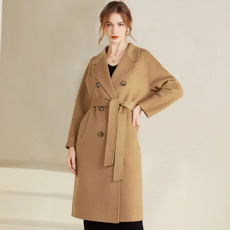 Autumn and Winter New Double sided Wool Coat Women's Mid length Belt Style Slim Fit Wool Coat Zero Cashmere
Autumn and Winter New Double sided Wool Coat Women's Mid length Belt Style Slim Fit Wool Coat Zero Cashmere