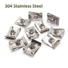 10pcs Stainless Steel U Type Clips Plate Leaf Spring Nut M6 M5 M4 M8 8mm 5mm 6mm 4mm Reed Nuts for Car Motorcycle Scooter ATV