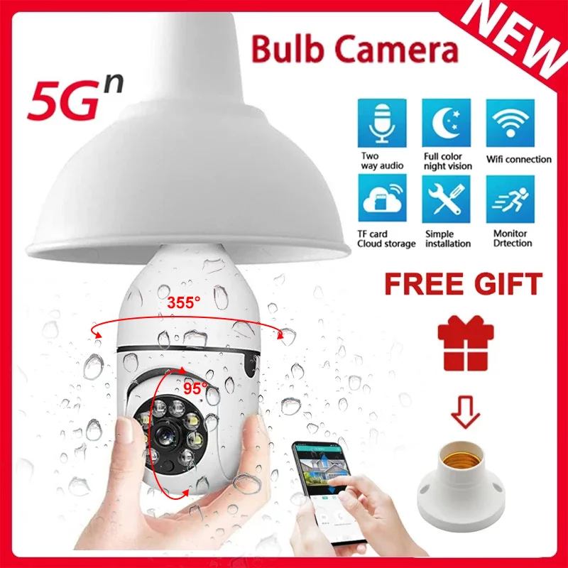 NEW E27 Bulb Surveillance 5G Wifi Camera Night Vision Automatic Human Tracking 4X Digital Zoom Video Security Monitor Camera
NEW E27 Bulb Surveillance 5G Wifi Camera Night Vision Automatic Human Tracking 4X Digital Zoom Video Security Monitor Camera