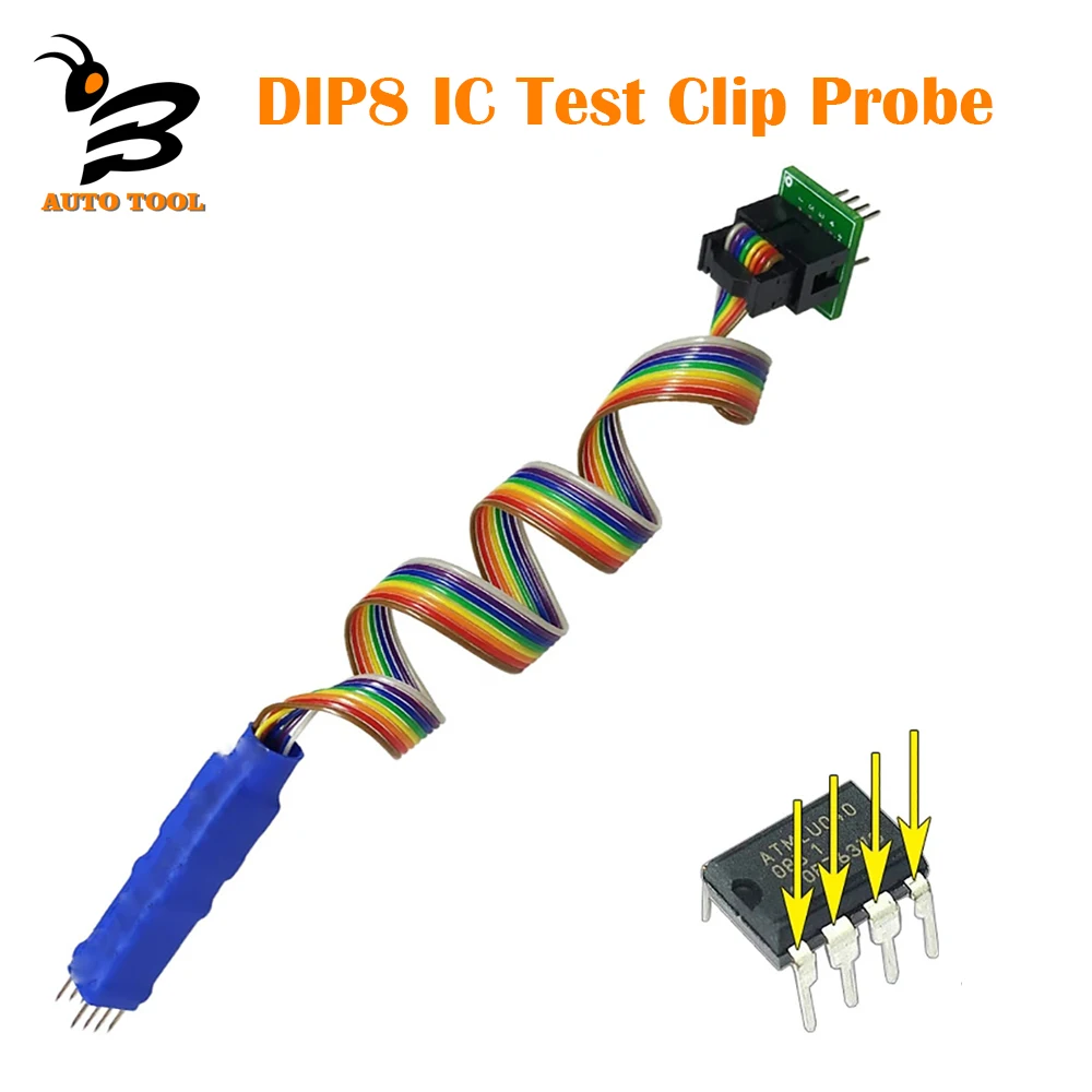 

DIP8 IC Test Clip Probe Clamp 2.54 For BIOS 93/25/24 for CH341A/EZP2019 /2010/13/TL866ii PLUS /CS/A/ RT809F/ RT809H Programmer