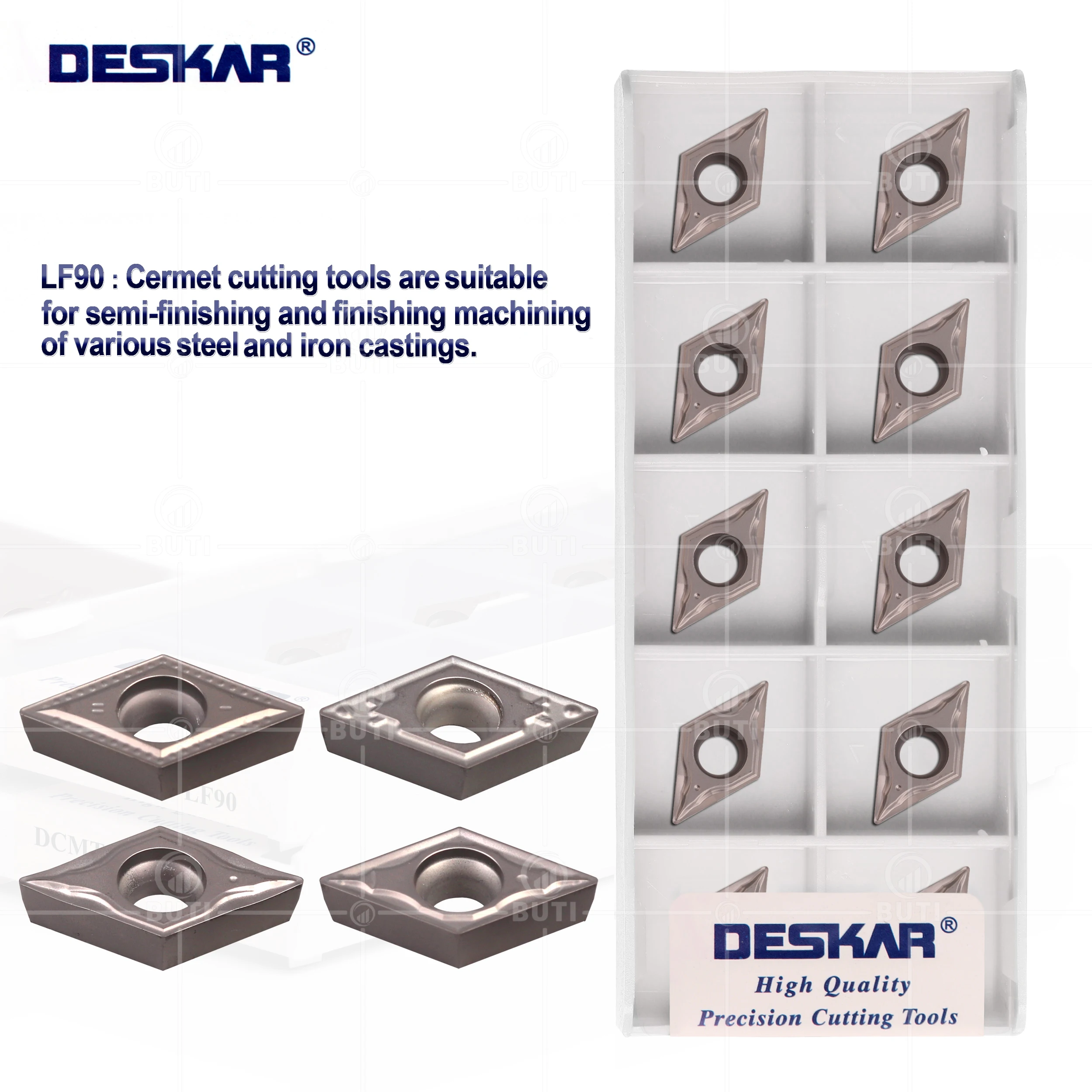 DESKAR 100% Original DCMT11T304 FG HQ MT PS LF90 Cermet Lathe Cutter Tools Turning Tool Cutting Blade CNC Lathe Internal Inserts
DESKAR 100% Original DCMT11T304 FG HQ MT PS LF90 Cermet Lathe Cutter Tools Turning Tool Cutting Blade CNC Lathe Internal Inserts