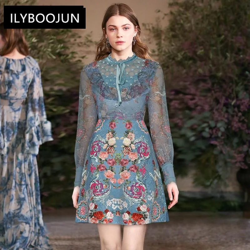 Fashion Dress Spring Women's Dress Mesh Ruffles Beaded Long Sleeve Patchwork Jacquard Floral-Print Vintage Dresses
Fashion Dress Spring Women's Dress Mesh Ruffles Beaded Long Sleeve Patchwork Jacquard Floral-Print Vintage Dresses