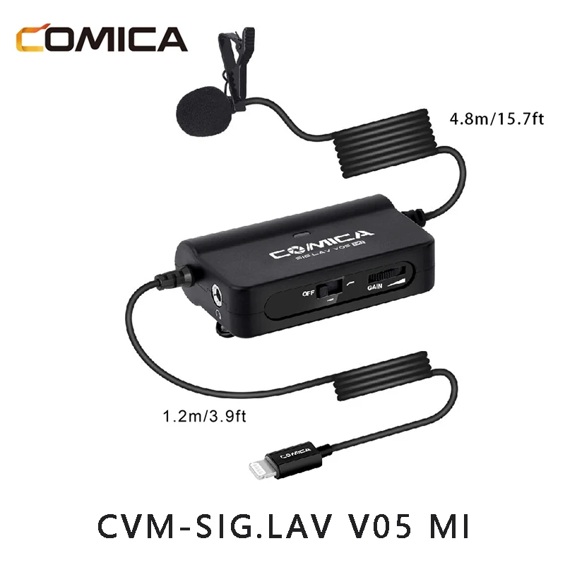 COMICA CVM-SIG.LAV V05 MI 6m Lavalier Condenser Microphone for iPhone/iPad Real-time Monitoring/Stepless Gain Control
COMICA CVM-SIG.LAV V05 MI 6m Lavalier Condenser Microphone for iPhone/iPad Real-time Monitoring/Stepless Gain Control