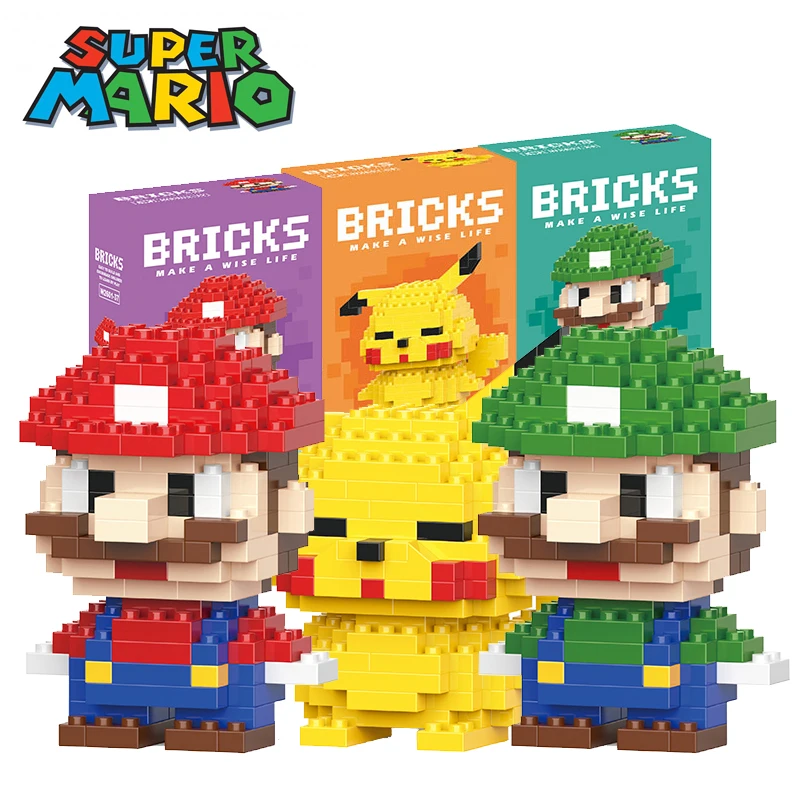 

Super Mario Bro Building Blocks Anime Mickey Mouse mini Action Children's Figures Blocks Bricks Assemble DIY Toys Gift for Kids