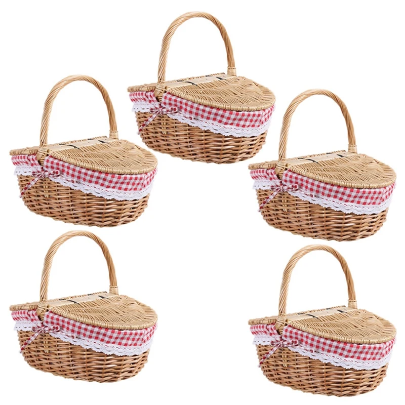 5X Country Style Wicker Picnic Basket Hamper With Lid And Handle & Liners For Picnics, Parties And Bbqs
5X Country Style Wicker Picnic Basket Hamper With Lid And Handle & Liners For Picnics, Parties And Bbqs