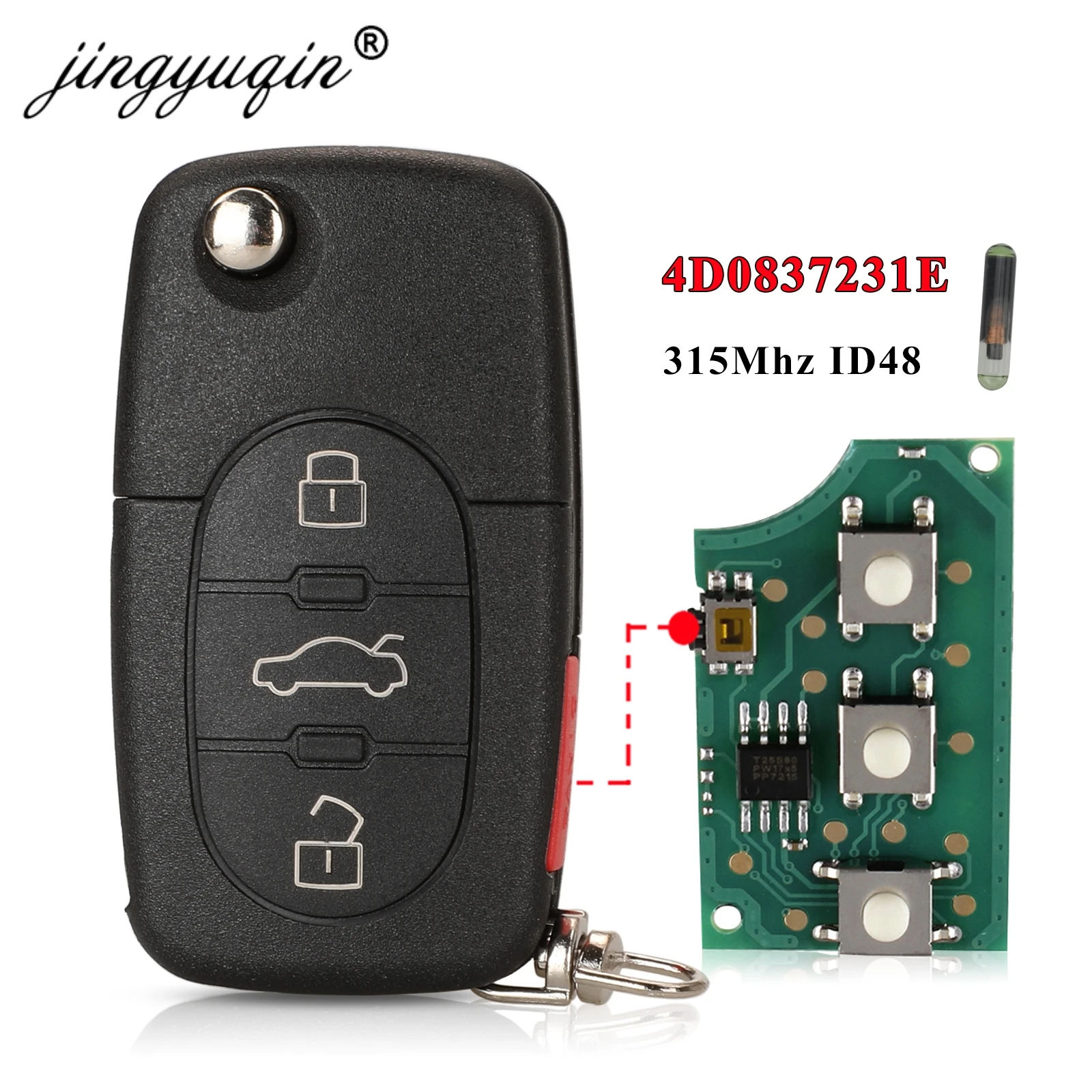 jingyuqin 4D 0837231 E 315 МГц ID48 чип откидной дистанционный ключ для Audi A4 A6 A8 TT 1997-2003 4D0 837 231 E складной ключ управления 4 кнопки
jingyuqin 4D 0837231 E 315 МГц ID48 чип откидной дистанционный ключ для Audi A4 A6 A8 TT 1997-2003 4D0 837 231 E складной ключ управления 4 кнопки