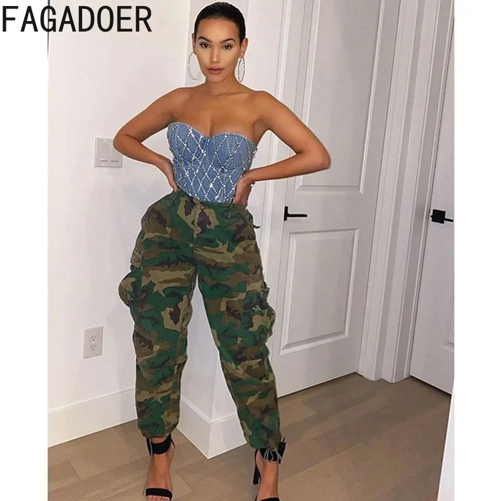 FAGADOER Casual Camo Print Pocket Cargo Pants Women Camouflage High Waist Loose Jogger Trouser Spring New Regular Leisure Bottom
FAGADOER Casual Camo Print Pocket Cargo Pants Women Camouflage High Waist Loose Jogger Trouser Spring New Regular Leisure Bottom