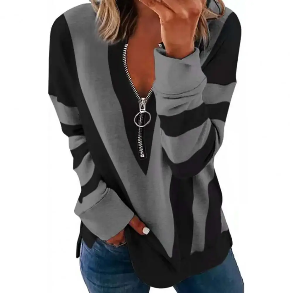 Long Sleeve Stretchy Soft Women Blouse New 2022 Casual Stripe Print Zipper V-Neck Casual Blouse Ladies Clothing
Long Sleeve Stretchy Soft Women Blouse New 2022 Casual Stripe Print Zipper V-Neck Casual Blouse Ladies Clothing