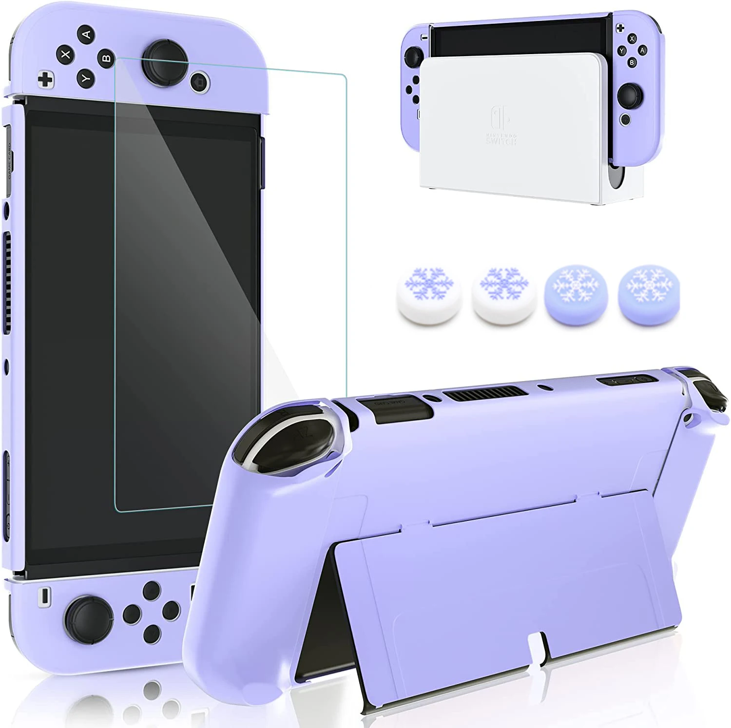 

Hard Shell Protective Cover Case Accessories Kit Ns Joycon Housing Skin Pouch Box With 4 PCS Thumb Caps For Nintendo Switch Oled
