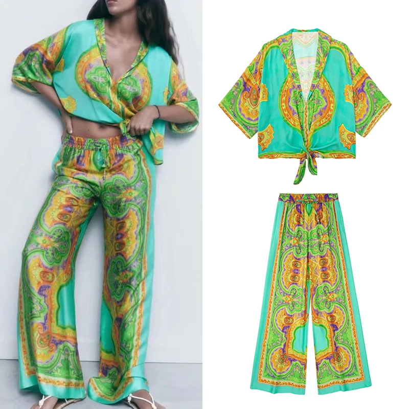 2022 Spring Women Casual Long Sleeve Hem Lacing Printed Shirt High Waist Loose Elastic Waist Wide Leg Pants Two Piece Set HH6957
2022 Spring Women Casual Long Sleeve Hem Lacing Printed Shirt High Waist Loose Elastic Waist Wide Leg Pants Two Piece Set HH6957