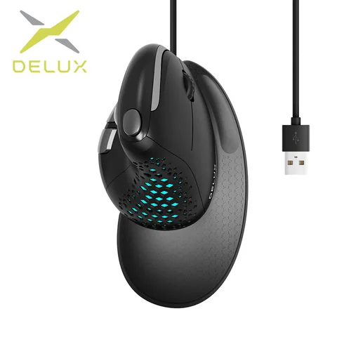 Мышь Delux Seeker M618XSU Вертикальная Проводная игровая со съемной задней крышкой, 4000DPI