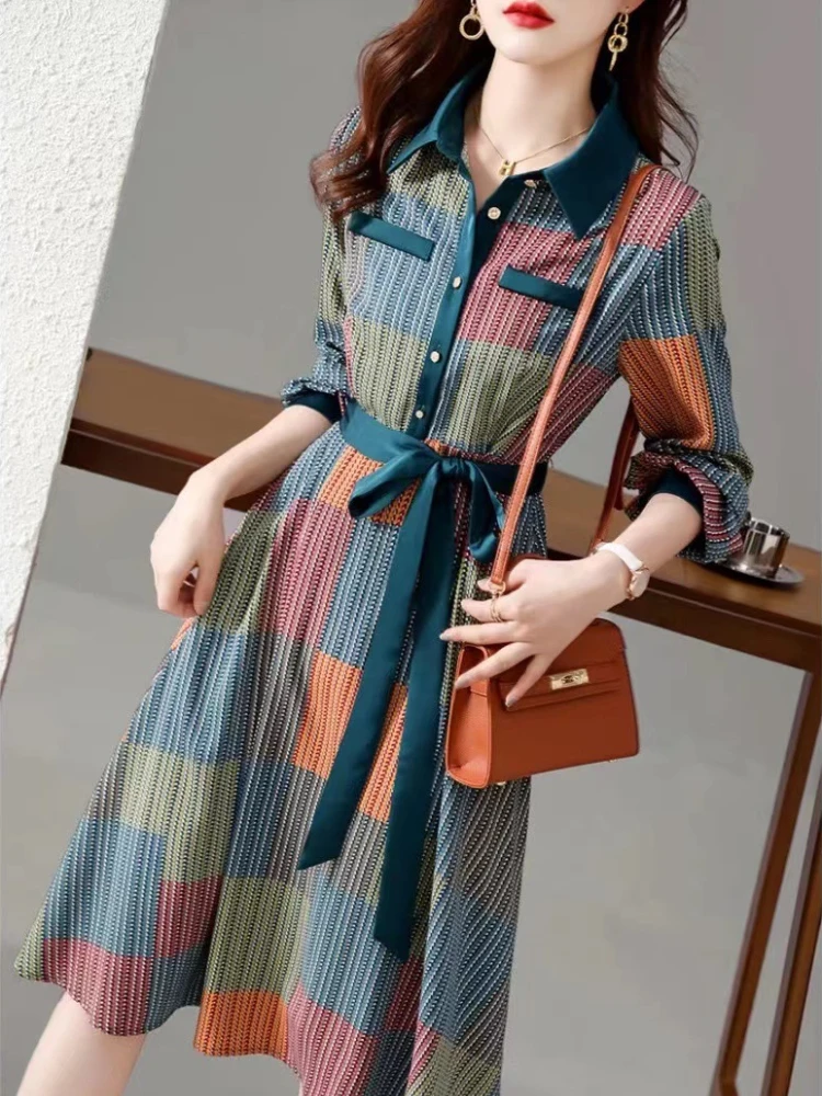 Spring Autumn New 2023 Korean Fashion Medium Length Style Long Sleeve Lanyard Vintage Dress Temperament Women Clothing Skirts
Spring Autumn New 2023 Korean Fashion Medium Length Style Long Sleeve Lanyard Vintage Dress Temperament Women Clothing Skirts