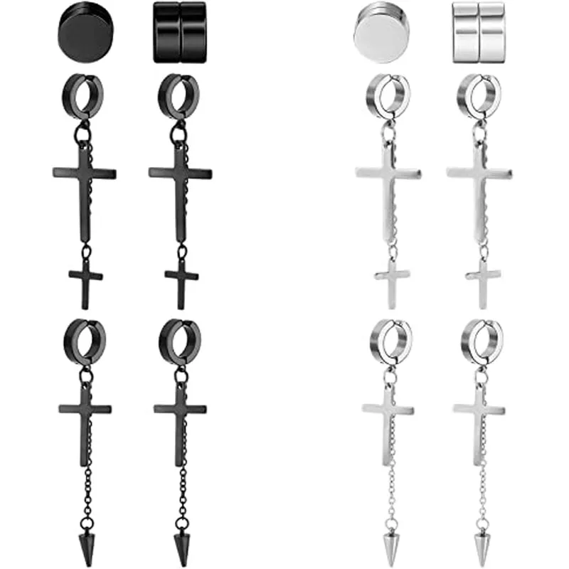 6 Pairs Magnetic Stud Earrings Stainless Steel Magnet Clip on Earrings Non Piercing Hoop Dangle Cross Earrings for Men and Women
6 Pairs Magnetic Stud Earrings Stainless Steel Magnet Clip on Earrings Non Piercing Hoop Dangle Cross Earrings for Men and Women