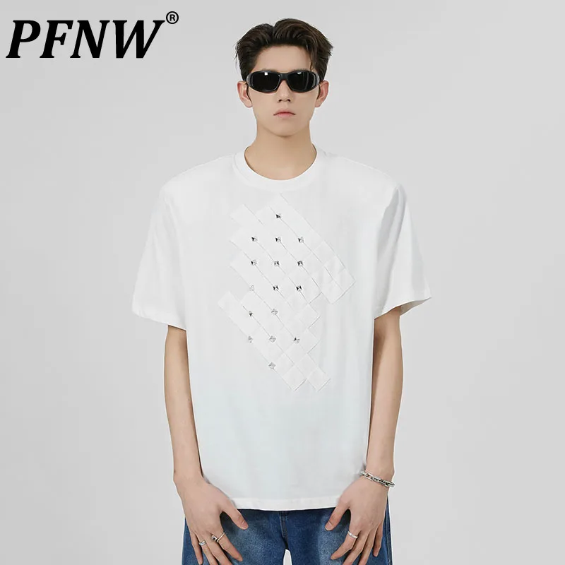 PFNW Summer New Men's Short Sleeve T-shirt High-end Patchwork Plaid Loose Comfortable Breathable Rivet Y2k Street Tees 28A2971
PFNW Summer New Men's Short Sleeve T-shirt High-end Patchwork Plaid Loose Comfortable Breathable Rivet Y2k Street Tees 28A2971