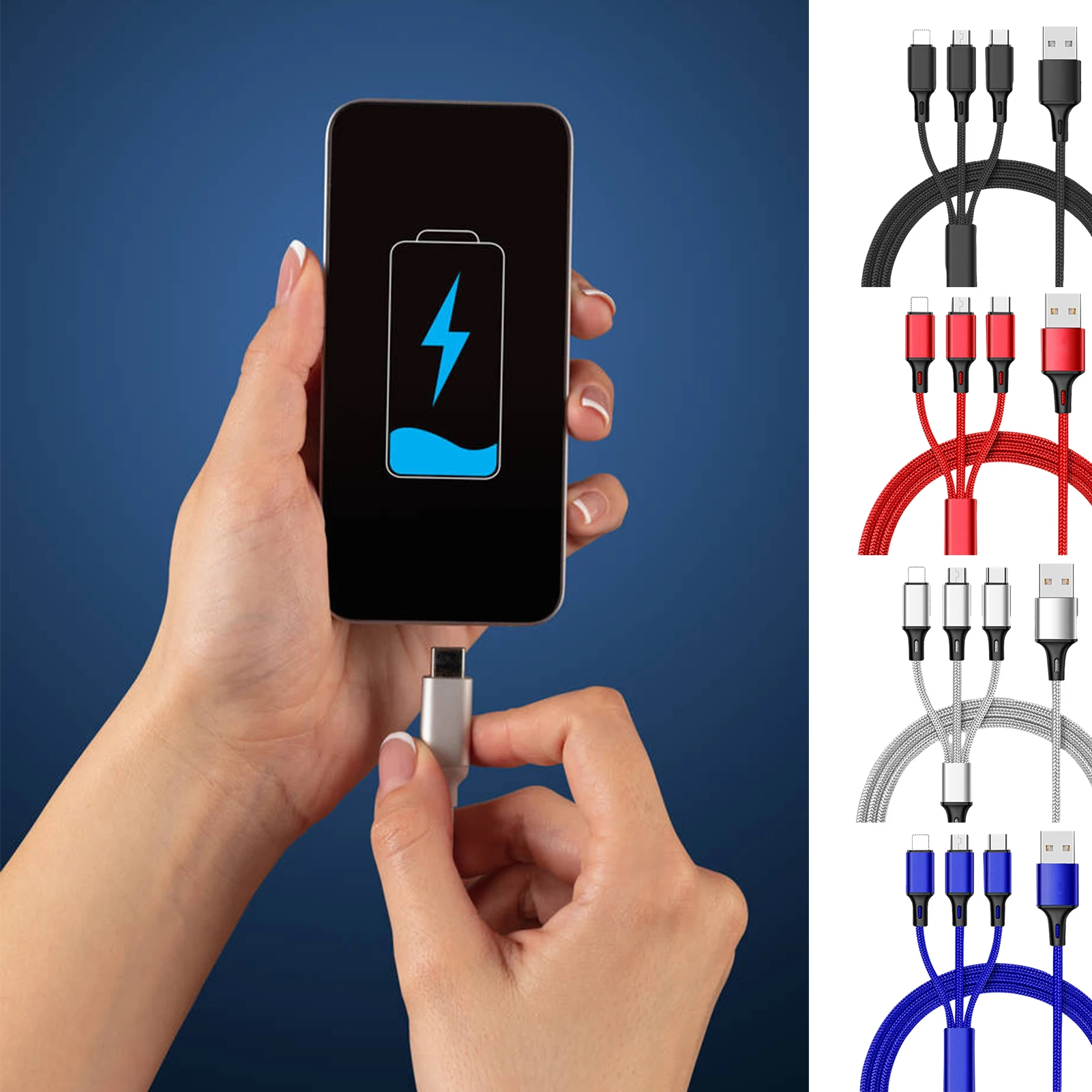 3 In 1 Type C Micro USB Multi Charger Cable forXiaomi Note 5 Samsungs A60 S9 S8 Mobile Phone USB Cord USB--C Charging Cabe
3 In 1 Type C Micro USB Multi Charger Cable forXiaomi Note 5 Samsungs A60 S9 S8 Mobile Phone USB Cord USB--C Charging Cabe
