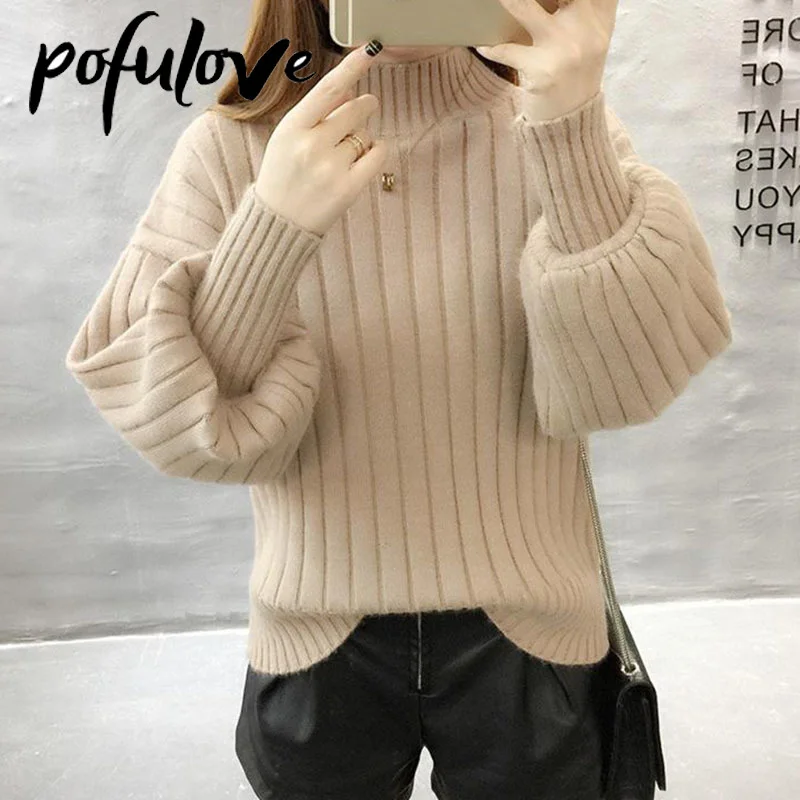 Sweater Ladies Half High Neck Pullover Pure Color 2023 New Fashion Korean Version Loose Lantern Sleeve Knitted Sweater Women
Sweater Ladies Half High Neck Pullover Pure Color 2023 New Fashion Korean Version Loose Lantern Sleeve Knitted Sweater Women