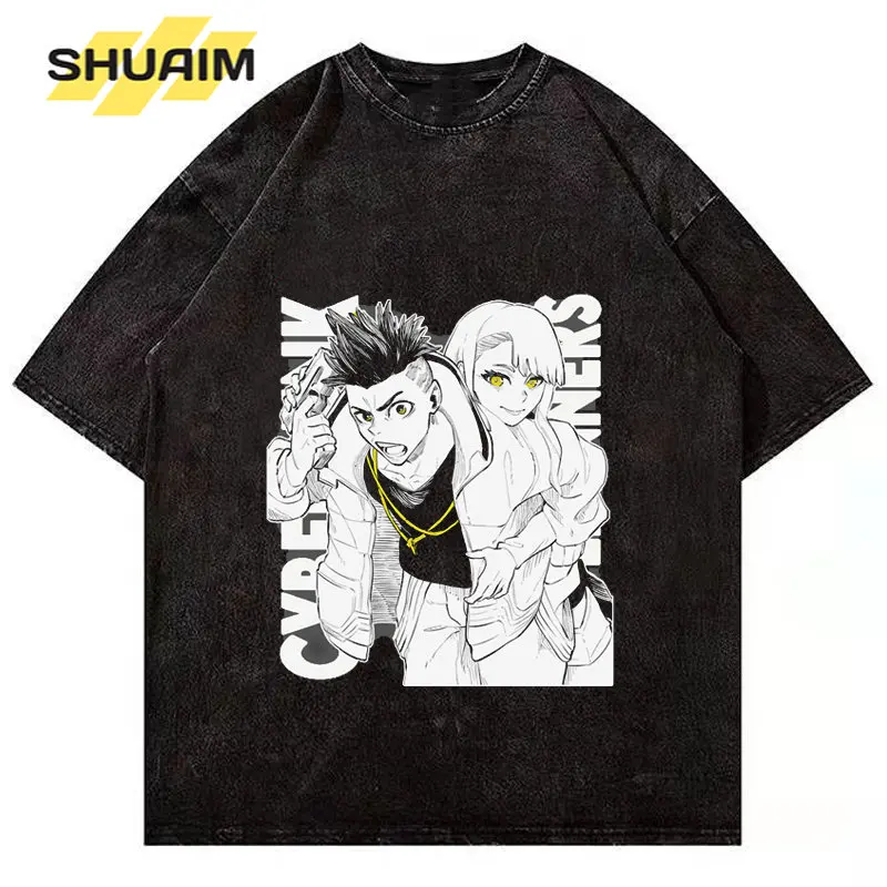 SHUAIM Anime Men T-Shirt Cyberpunk Edgerunners Print Harajuku Cotton Tshirt Hip Hop Washed Streetwear Summer Short Sleeve Tops
SHUAIM Anime Men T-Shirt Cyberpunk Edgerunners Print Harajuku Cotton Tshirt Hip Hop Washed Streetwear Summer Short Sleeve Tops