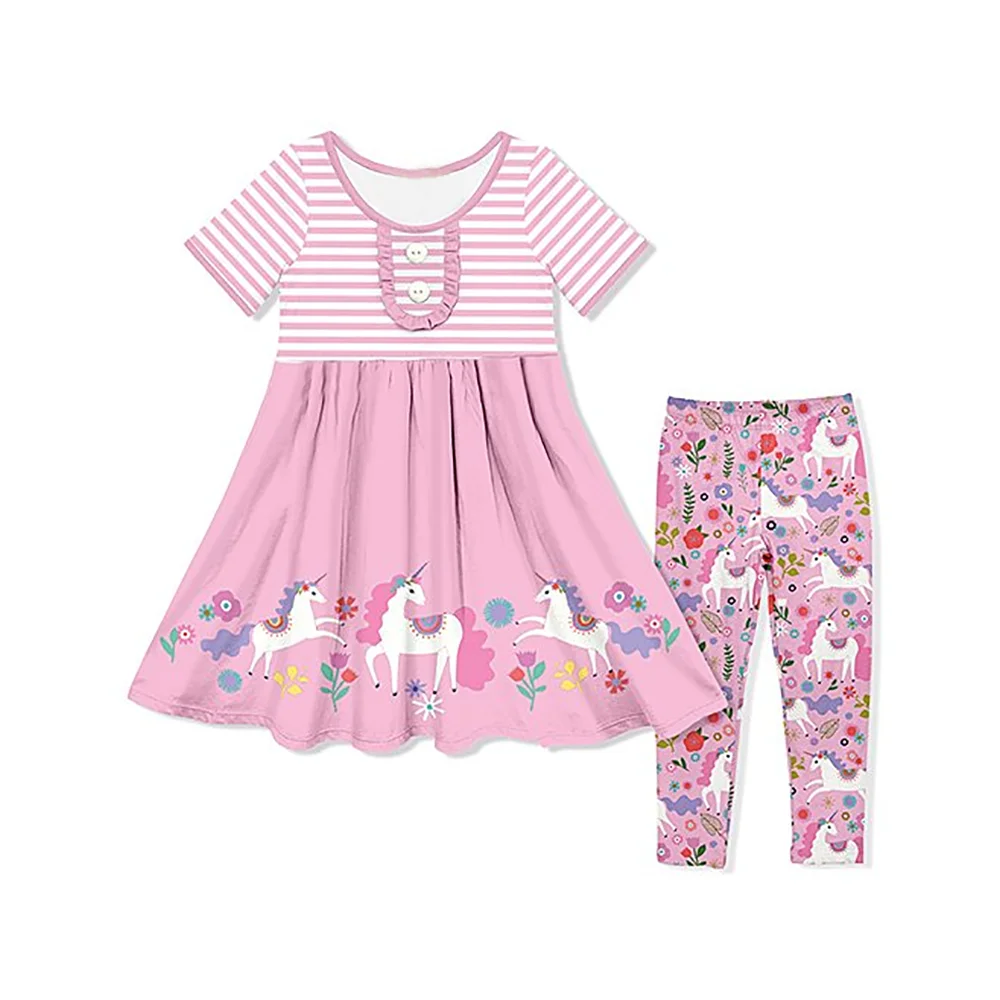 Boutique Pink Unicorn Kids Clothing Stripe Button-Front A-Line Dress Leggings Girls Sets
Boutique Pink Unicorn Kids Clothing Stripe Button-Front A-Line Dress Leggings Girls Sets