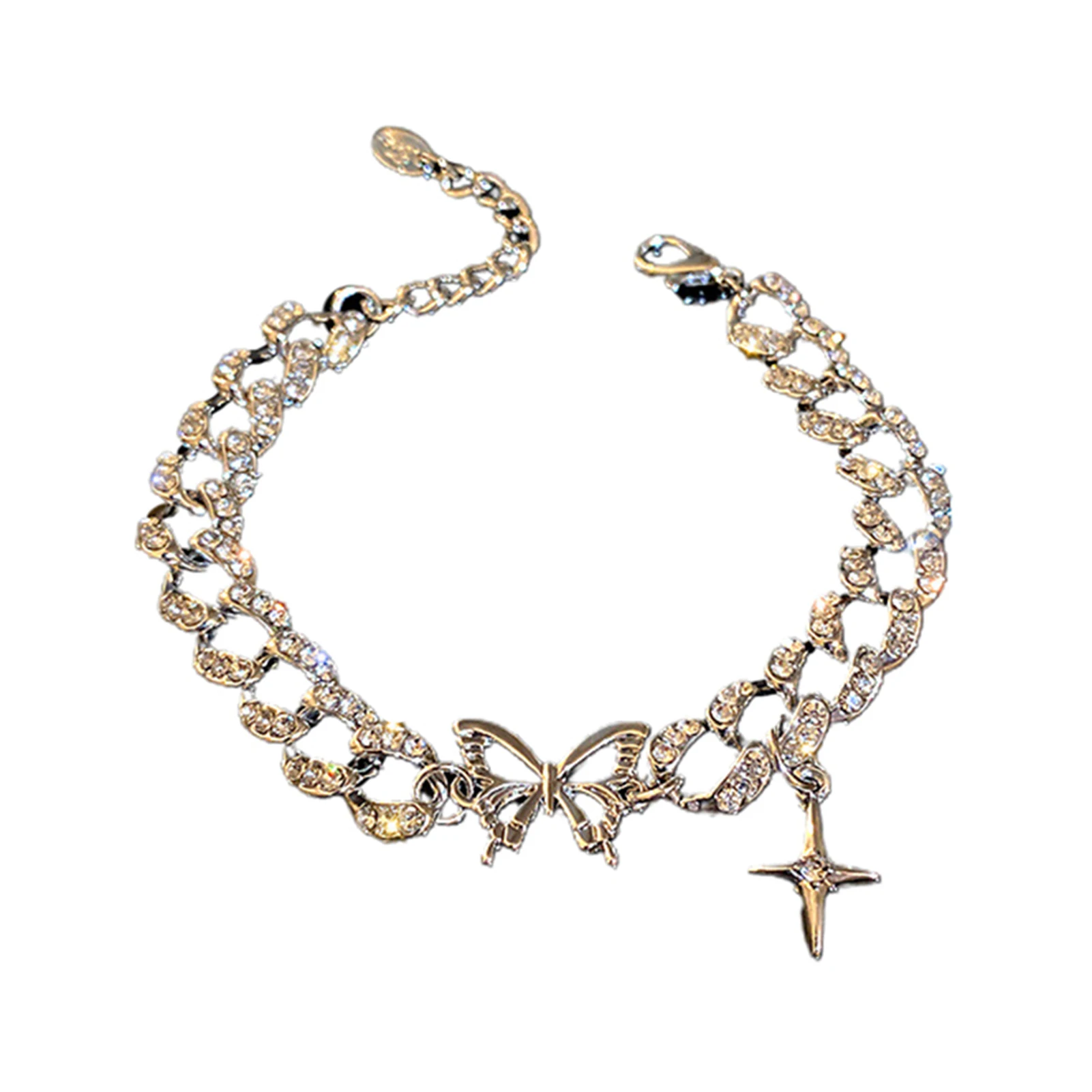 Butterfly Cross Bracelet Rhinestone Inlaid Thick Chain Shiny Fashion Personality Bracelet Gift For Women Girls
Butterfly Cross Bracelet Rhinestone Inlaid Thick Chain Shiny Fashion Personality Bracelet Gift For Women Girls