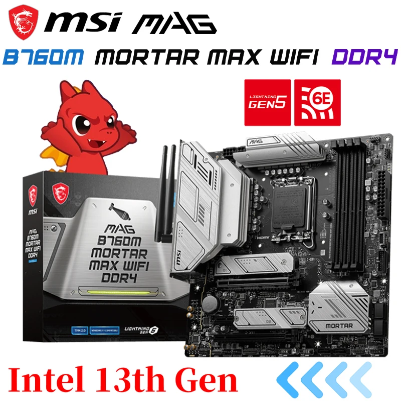 MSI MPG B760M MORTAR MAX WIFI DDR4 Motherboard LGA 1700 Support 13th and 12th Gen CPU 128GB PCI-E 5.0 M.2 GAMING Mainboard NEW
MSI MPG B760M MORTAR MAX WIFI DDR4 Motherboard LGA 1700 Support 13th and 12th Gen CPU 128GB PCI-E 5.0 M.2 GAMING Mainboard NEW