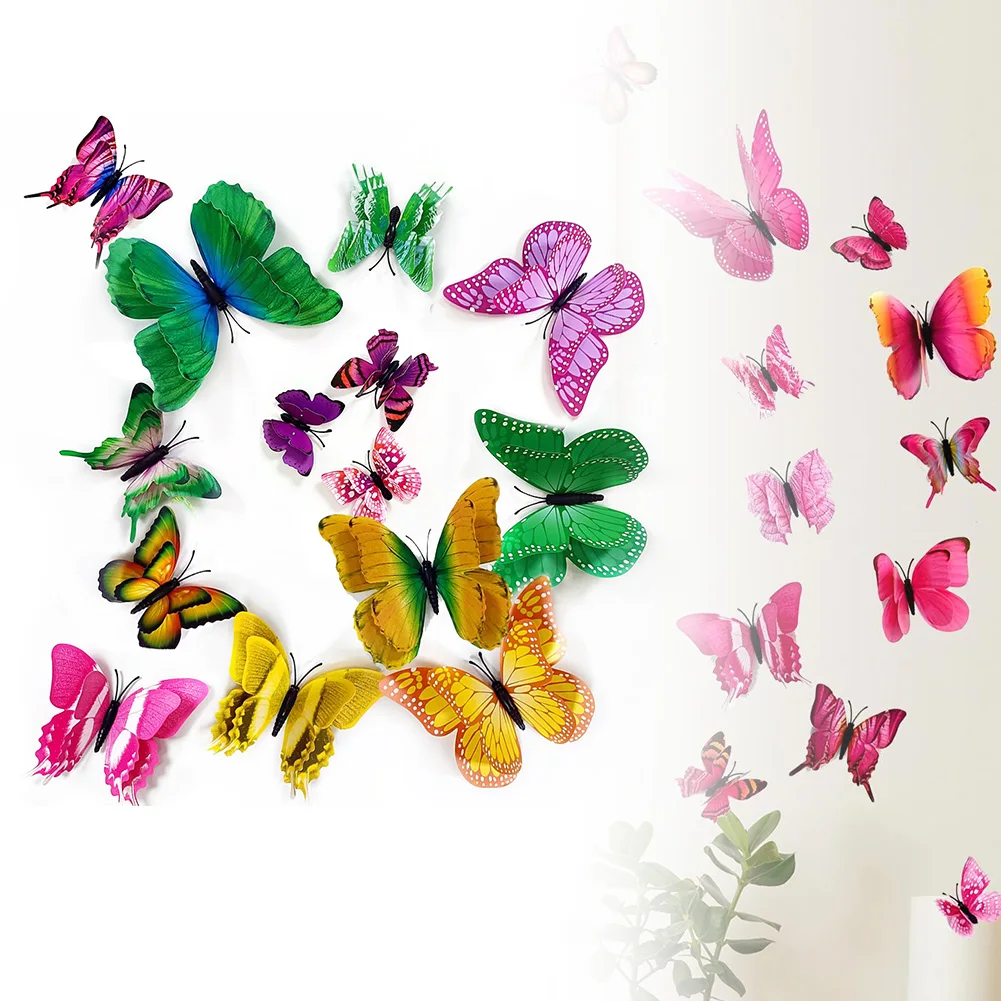 12pcs 3D Butterflies Wall Stickers Multicolor Double Layer Butterfly Wall Decals Living Room Decoration Home Decor
12pcs 3D Butterflies Wall Stickers Multicolor Double Layer Butterfly Wall Decals Living Room Decoration Home Decor