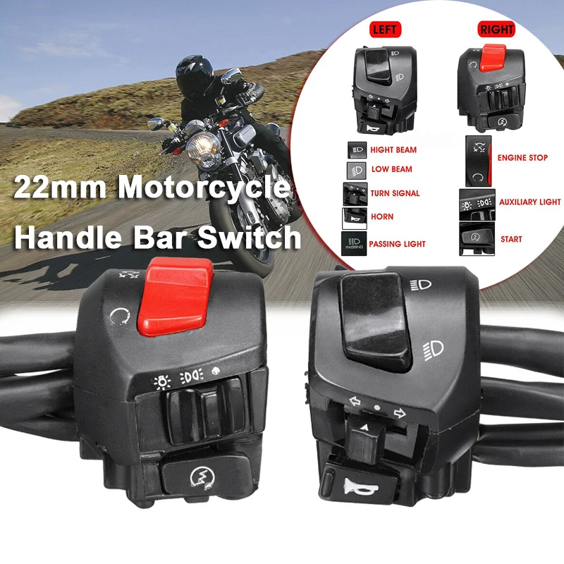 Universal 22mm Motorcycle Switch Handlebar Horn Turn Signal Light Start Switch Control 
Universal 22mm Motorcycle Switch Handlebar Horn Turn Signal Light Start Switch Control