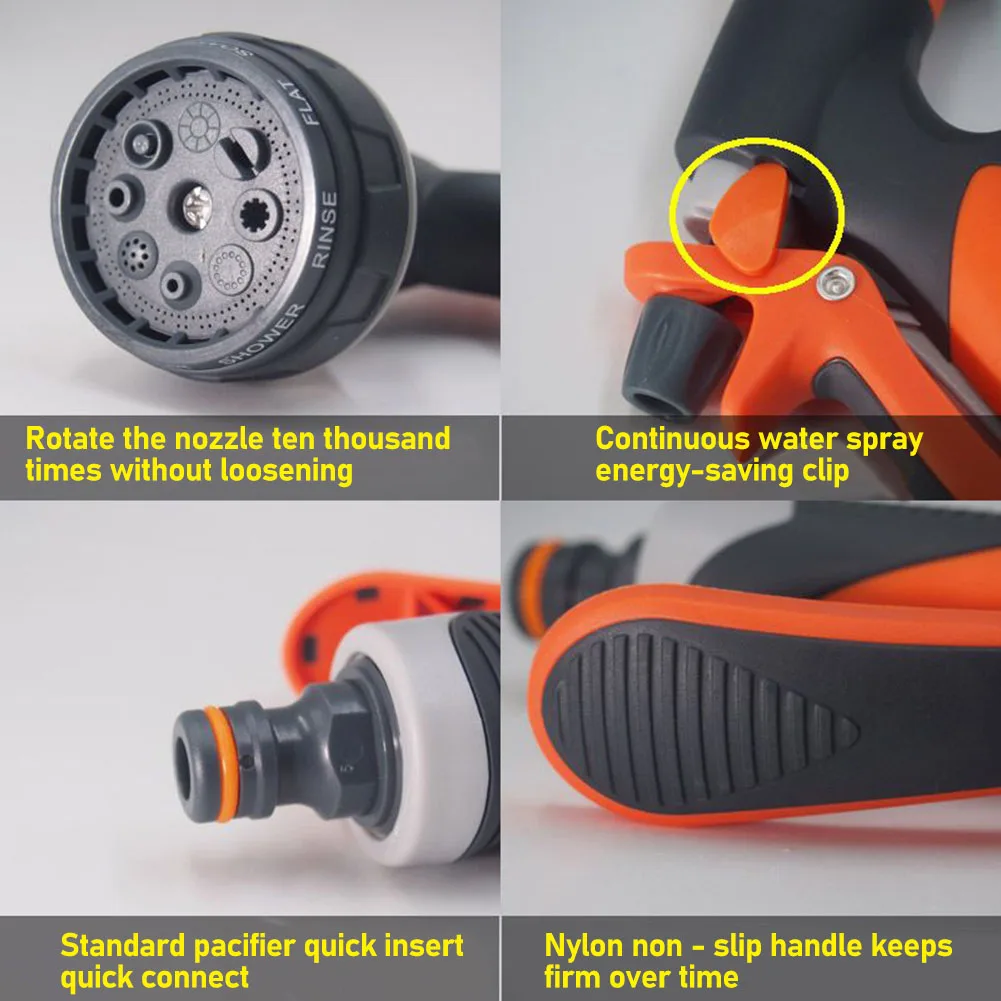 Hose Spray Head 8 Adjustable Patterns Hose Nozzle Heavy Duty Metal High Pressure Hose Gun For Garden Watering Lawn Car
Hose Spray Head 8 Adjustable Patterns Hose Nozzle Heavy Duty Metal High Pressure Hose Gun For Garden Watering Lawn Car