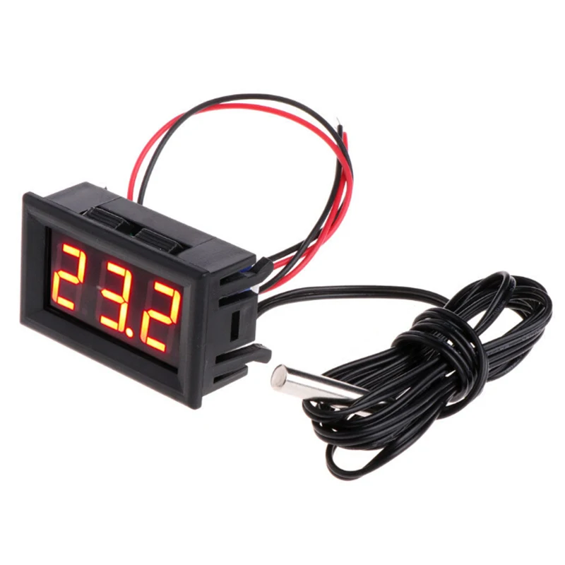 

1m Probe Pool Aquarium Terrarium -50~110°C DC 5-12V Car Thermometer Temperature Panel Meter Gauge LED Kit HotNew