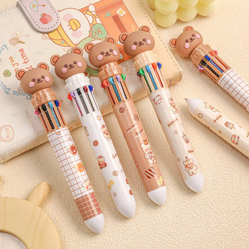 Cartoon Cute Bear 10 Color Ballpoint Pen Kawaii High-value Color Pen Student Teacher Learning Writing Supplies Korean Stationery
Cartoon Cute Bear 10 Color Ballpoint Pen Kawaii High-value Color Pen Student Teacher Learning Writing Supplies Korean Stationery