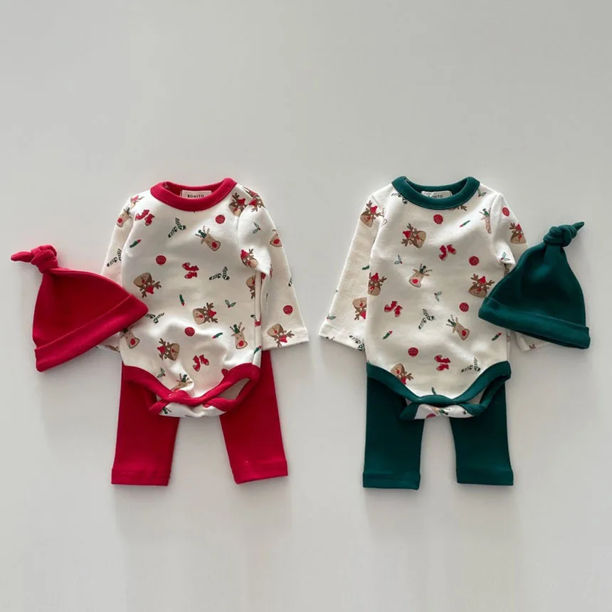 EMPMOKEY Christmas Baby Clothes Infant Elk Print Bodysuit Pants Hat 3Pcs Toddler New Year's Homewear Set
EMPMOKEY Christmas Baby Clothes Infant Elk Print Bodysuit Pants Hat 3Pcs Toddler New Year's Homewear Set