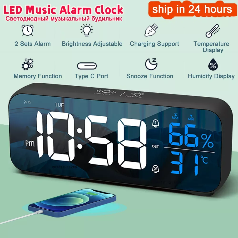 2022 Wiressless Mirror Alarm Clock LED With Voice Control Temperature Humidity Snooze USB Rechargeable Music Table Clock
2022 Wiressless Mirror Alarm Clock LED With Voice Control Temperature Humidity Snooze USB Rechargeable Music Table Clock