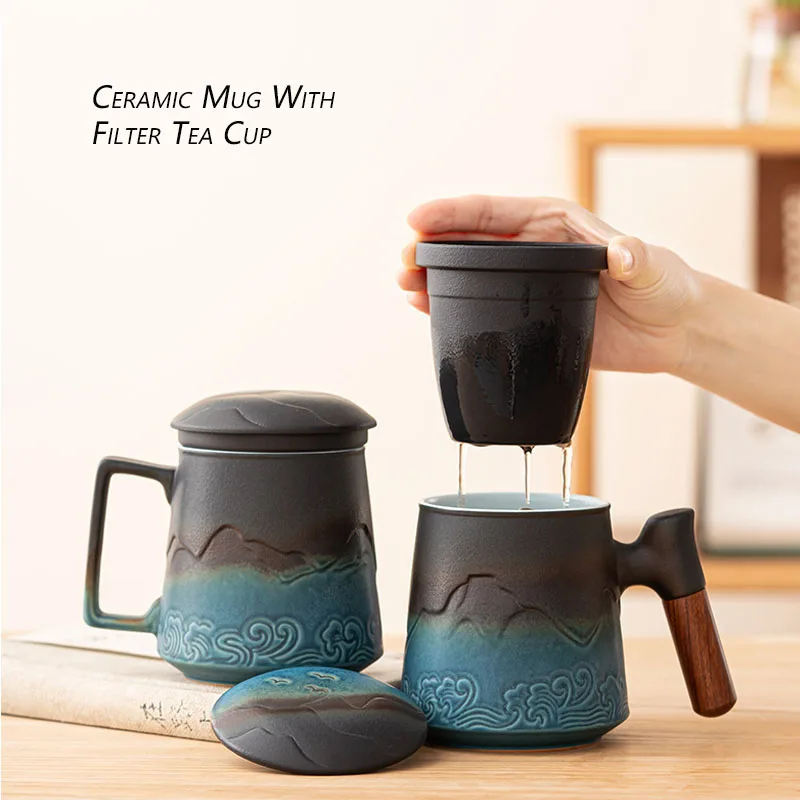 Ceramic Mug With Filter Tea Cup 440ml Creative Retro Mug Ceramic Coffee Cup With Cover Handmade Pottery Mug With Wooden Handle
Ceramic Mug With Filter Tea Cup 440ml Creative Retro Mug Ceramic Coffee Cup With Cover Handmade Pottery Mug With Wooden Handle